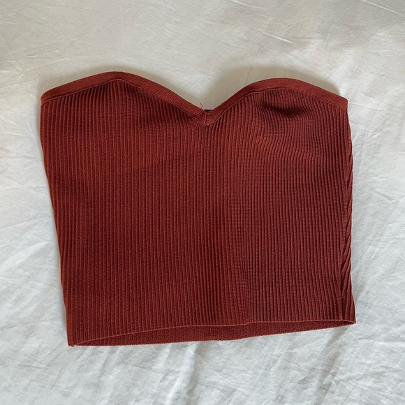 Aritzia Tops - Aritzia Babaton Womens Orange Sweetheart Neckline Rib Tube Top Size S